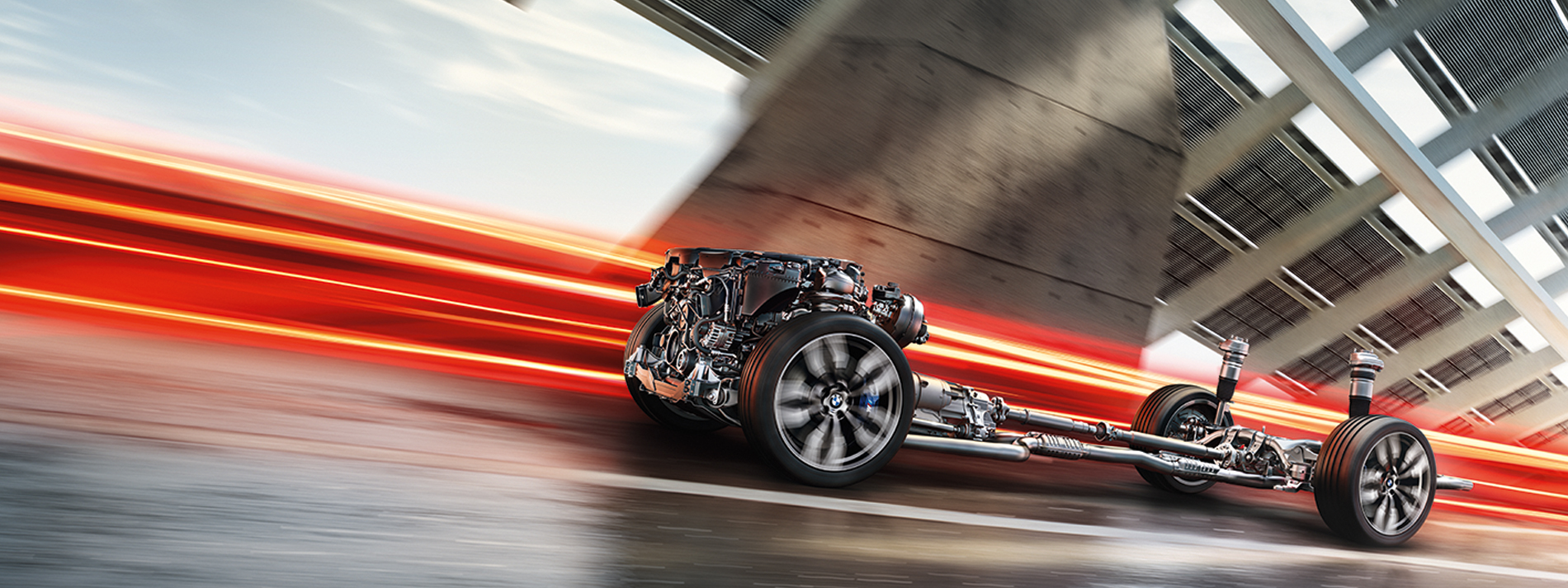 Abstract rendering featuring chassis of a BMW M760Li XDrive G12
